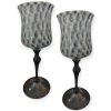 Set 2 Calice "Nebbia" in Vetro di Murano Originale H25,5cm - Eleganti Bicchieri da Collezione con Lavorazione Balloton